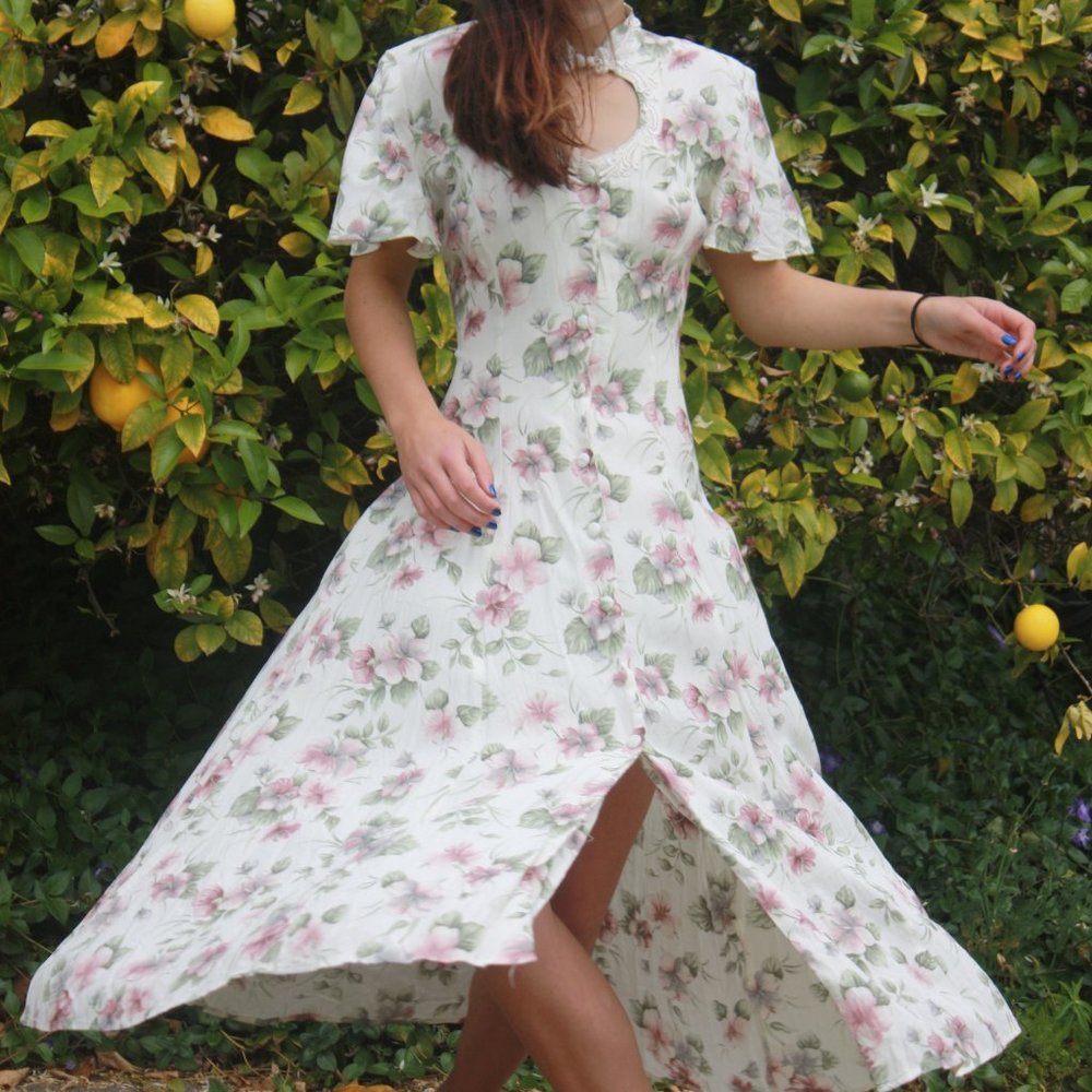 vintage dress ankle flower fredericks of hollywood